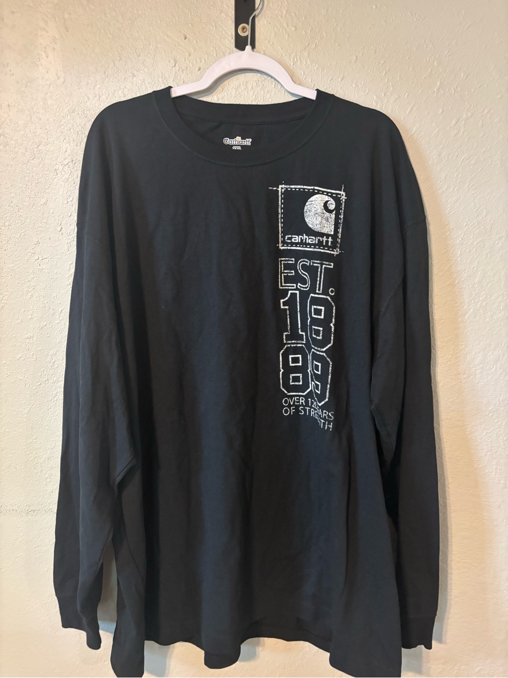Carhartt Men’s Long Sleeve Graphic Tee - Black with White Print
